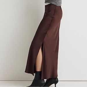 Madewell Satin Maxi Slip Skirt Cherry Wood, New with Tags